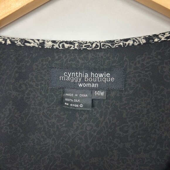 Vintage Cynthia Howie Silk Floral Top Boho Wide Sleeve Size 14W Women's - Picture 4 of 4